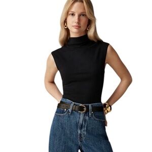 J crew Fitted mockneck tank top in stretch cotton blend